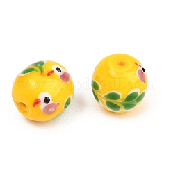 手作りランプワークビーズ  鳥と葉っぱの入った樽  ゴールド  15~16x16mm  穴：1~2mm&nbsp;LAMP-T029-02