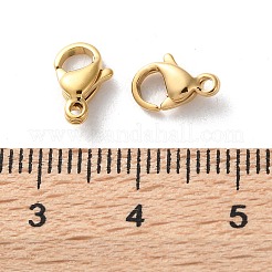 304ステンレススチール製ロブスタークロウ留め金  18KGP本金メッキ  9x6x3mm  穴：1.2mm&nbsp;STAS-V007-01A-G