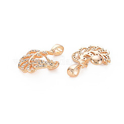 Brass Micro Pave Clear Cubic Zirconia Peg Bails Pendants&nbsp;KK-S364-015