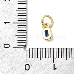 真鍮キュービックジルコニアチャーム  長方形チャーム  カドミウムフリー＆鉛フリー  18KGP本金メッキ  長持ちメッキ  プルシアンブルー  7.5x4x2mm  穴：3mm&nbsp;KK-G554-02D-02