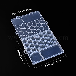 長方形の大容量プラスチックビーズ容器  21 六角形グリッド & 1 円形グリッド & 1 長方形グリッド  ホワイト  20x18x1.8cm&nbsp;AJEW-YWC0001-05