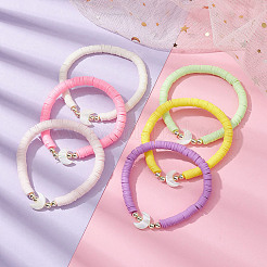 6Pcs 6 Color Polymer Clay Heishi Surfer Stretch Bracelets Set&nbsp;BJEW-JB09732-01