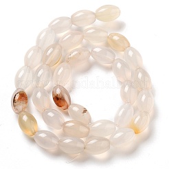 天然ホワイトアゲート瑪瑙ビーズ連売り  ライス  12x8mm  穴：1.2mm  約33個/連  15.94''（40.5センチメートル）&nbsp;G-B106-B07-01