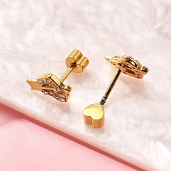 Ion Plating(IP) 304 Stainless Steel Heart Stud Earring&nbsp;EJEW-A118-18G-02