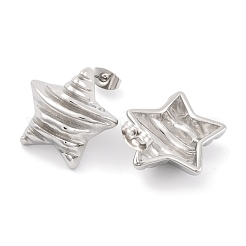 変色しない304ステンレススチールスタッドピアス  スター  ステンレス鋼色  20.5x20.5mm&nbsp;EJEW-H013-04P
