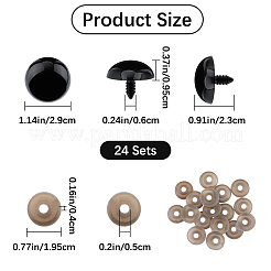 樹脂クラフト人形の目  洗眼器付き  安全の目  ぬいぐるみの目  半円  ミックスカラー  29x23mm  24pc&nbsp;DIY-GF0009-70C