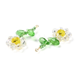 ガラスビーズのペンダント  銅線と  フラワーオブライフチャーム  透明  30~32x13~14x5.5~6mm  穴：1.5~1.6mm&nbsp;GLAA-C028-06E