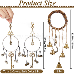 Rattan & Iron Witch Bells for Door Knob for Protection&nbsp;AJEW-CN0002-54