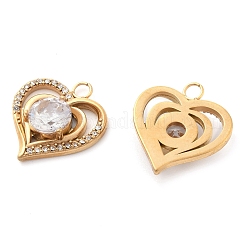 304 Stainless Steel Rhinestone Pendants&nbsp;STAS-Q340-03G-02