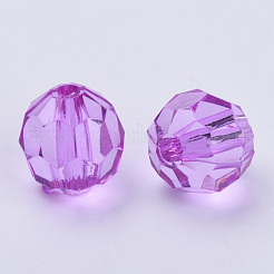 透明なアクリルビーズ  多面カット  ラウンド  暗紫色  10x9.5mm  穴：1.8mm  約990個/500g&nbsp;TACR-Q257-10mm-V48