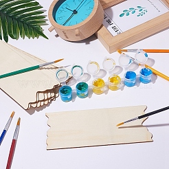 Diy色の描画木工芸品  木製カボション付き  プラスチックアートブラシペン値セットと空のペイントパレット  ミックスカラー  178~200x5~7mm&nbsp;DIY-PH0026-64