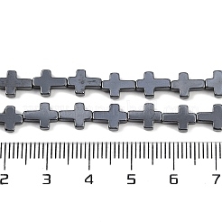 合成磁気無しヘマタイトビーズ連売り  クロス  原色  6x8x2mm  穴：0.7mm  約48個/連  15.16''（38.5センチメートル）&nbsp;G-K375-F02-01
