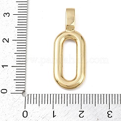 真鍮製マイクロパヴェキュービックジルコニアペンダント  オーバル  ゴールドカラー  31x12x3mm  穴：5.6x1.8mm&nbsp;KK-K413-07G