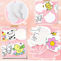 紙製の手持ち扇風機  空白の絵画ファン  子供のための diy 工芸品  フラットラウンド  271x170mm&nbsp;FIND-WH20003-36A
