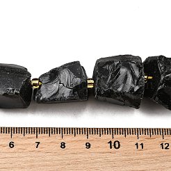 天然黒曜石の原石ビーズ  ナゲット  シードビーズで  14~28x15~25x10~27mm  穴：1.2~1.4mm  約9~10個/連  7.76''~8.07''（19.7~20.5センチメートル）&nbsp;G-Z087-B06