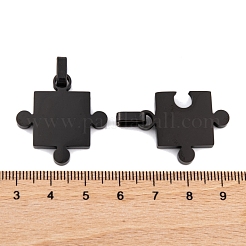 304ステンレススチール製スプリットペンダント  カップルの魅力  パズルチャーム  ブラック  27.5x22x3mm  穴：6.5x3.5mm&nbsp;STAS-K283-01EB