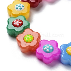 ガラスビーズ連売り  手描きのビーズ  エナメル  花  ミックスカラー  14.5~15x14x8~8.5mm  穴：1mm  約25個/連  13.46''（34.2センチメートル）&nbsp;LAMP-R145-07G