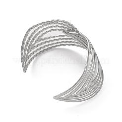 304ステンレススチール製シェブロンカフバングル（女性用）  ステンレス鋼色  1-3/4インチ（4.6cm）  内径：2-3/8インチ（5.9cm）&nbsp;BJEW-G729-02P