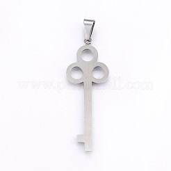 変色しにくい304ステンレススチールの大きなペンダント  キー  ステンレス鋼色  53x19.5x2mm  穴：10x5mm&nbsp;STAS-O103-07P