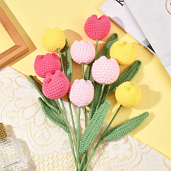 鉄線入り人工チューリップフラワー9個（3色）  diyの工芸品の結婚式の家の装飾のため  ミックスカラー  413~415x122x59mm  3個/カラー&nbsp;AJEW-SC0031-42A