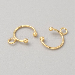 真鍮製の耳カフのパーツ  水平ループ付き  ゴールドカラー  16x12x1~2.5mm  穴：2.5mm  内径：10mm&nbsp;KK-WH0079-50G