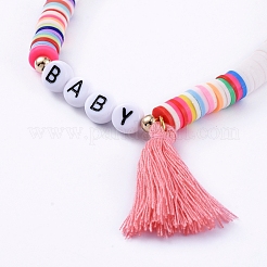 Handmade Polymer Clay Heishi Beads Stretch Bracelets&nbsp;BJEW-JB05086