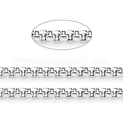 変色しにくい304ステンレススチールベネチアンチェーン  溶接されていない  スプールで  ステンレス鋼色  3x3x1.5mm  32.8フィート（10m）/ロール&nbsp;CHS-B001-01P