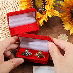 長方形のベルベットカフスボタン梱包箱  レッド  7.65x3.9x2.7cm&nbsp;AJEW-WH0817-172