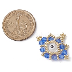 シードビーズ ビーズチャーム  アイペンダント  藤紫色  23x30x5mm  穴：1.2mm&nbsp;PALLOY-MZ00344-03