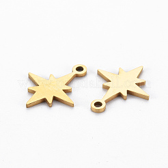 イオンプレーティング（IP）201ステンレススチールチャーム  切る  スター  ゴールドカラー  15x12x1mm  穴：1.4mm&nbsp;STAS-Q240-059G