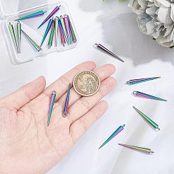 20個レインボーカラーアロイペンダント  カドミウムフリー＆ニッケルフリー＆鉛フリー  コーン  35.5x4.5mm  穴：2mm&nbsp;FIND-NB0002-28