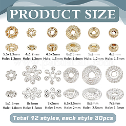 360Pcs 12 Styles Rack Plating Alloy Spacer Beads&nbsp;DIY-PH0023-43