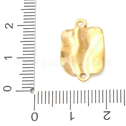 304ステンレススチール製テクスチャードリンクコネクターチャーム  ゴールドカラー  長方形  19.5x12.5x1.5mm  穴：1.5mm&nbsp;STAS-K302-02F-G