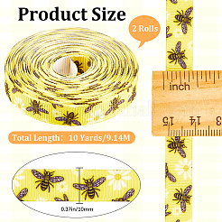 Polyester Bees Printed Grosgrain Ribbons&nbsp;LS-SRIB-WH20020-018C