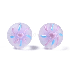 つや消しアクリルエナメルビーズ  二層ビーズ  ラウンド  ライラック  14~15x13mm  穴：2mm&nbsp;FACR-G005-02A