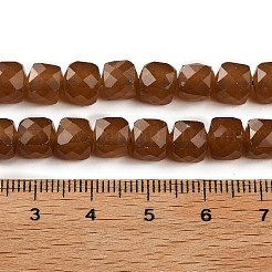 天然石ホワイトジェイドビーズ連売り  染め  多面カット  キューブ  シエナ  6.5~7x6.5~7x6.5~7mm  穴：1mm  約59個/連  15.75''（40センチメートル）&nbsp;G-NH0064-A01-01B