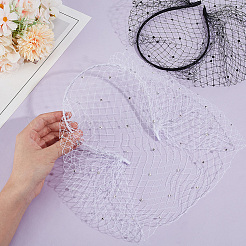 2Pcs 2 Colors Bridal Rhinestone Mesh Veil Cloth Hair Bands&nbsp;DIY-GA0007-03