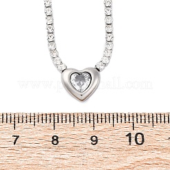 304 Stainless Steel Clear Cubic Zirconia Heart Pendant Necklaces for Women&nbsp;NJEW-Z044-15P-02