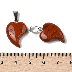 天然石レッドジャスパーペンダント  201ステンレススチール製金具付き  ハート  22x15~16.5x6mm  穴：5x7mm&nbsp;G-B127-11P-07