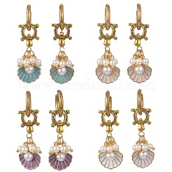 Alloy & Shell Pearl Dangle Earrings&nbsp;EJEW-JE07428