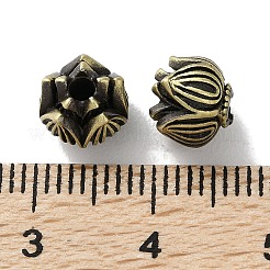 チベットスタイルのブラスビーズ  カドミウムフリー＆鉛フリー  蓮  アンティークブロンズ  7.5x6.5mm  穴：1.6mm&nbsp;KK-M284-60AB