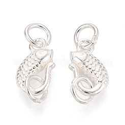 Textured Fish 925 Sterling Silver S-Hook Clasps with Jump Rings&nbsp;STER-T009-10S
