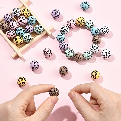35Pcs 7 Colors Printed Opaque Acrylic Beads&nbsp;OACR-YW0004-51