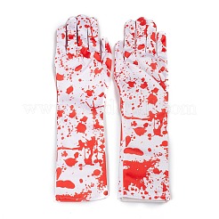 Long Polyester Skeleton Horror Full Finger Gloves&nbsp;LS-AJEW-A045-01C