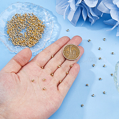 300個の真鍮製つぶし玉カバー  18KGP本金メッキ  4x3x2mm  穴：1.5mm&nbsp;KK-DC0004-75