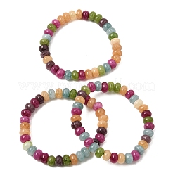 Dyed Natural White Jade Rainbow Rondelle Beaded Stretch Bracelets for Women&nbsp;GG-CBA3F02-04