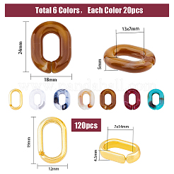 120色ツートンアクリルリンキングリング6個  120個のccbプラスチックリンキングリング付き  クイックリンクコネクタ  アズキチェーン製作用  ミックスカラー  19~24x12~18x4.5~5mm&nbsp;OACR-FH0001-036