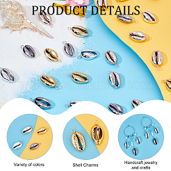 40Pcs 4 Colors Electroplated Natural Shell Pendants&nbsp;SHEL-GA0001-10