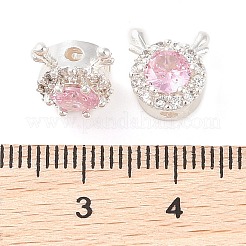 キュービックジルコニアビーズ付き真鍮  ドラゴン  銀  10.5x9x6mm  穴：2mm&nbsp;LS-KK-B090-01S-01
