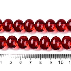 透明電気メッキガラスビーズ連売り  オーバル  レッド  14.5x11x10~10.5mm  穴：1.2mm  約54~55個/連  24.17~24.41インチ（61.4~62cm）&nbsp;X-EGLA-N012-06A